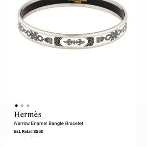 Authentic Hermes Silver and Black Enamel Bangle Bracelet